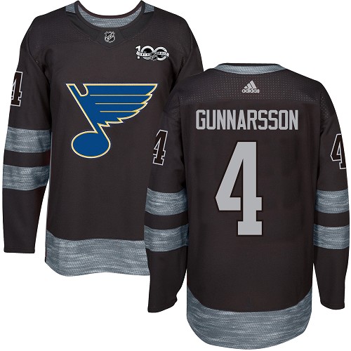 Adidas Blues #4 Carl Gunnarsson Black 1917-100th Anniversary Stitched NHL Jersey